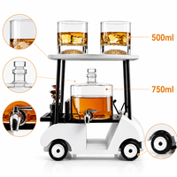 Vente en gros usine : Ensemble de bouteilles à liqueur en verre borosilicate de haute qualité en forme de voiturette de golf, avec carafe à whisky en verre, pour hôtels, restaurants et bars domestiques