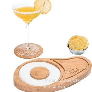 Plato de madera Hangxu para sal con azucarero, herramienta de bar para cócteles, bandeja de madera maciza reutilizable, diámetro superior a 10 cm - Product Image 2