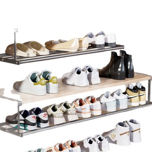 Tiered Shoe Rack Stainless Steel Wall Mounted 1 Tier Space Saving Storage For Shoes Closet Organization - Product Image 5