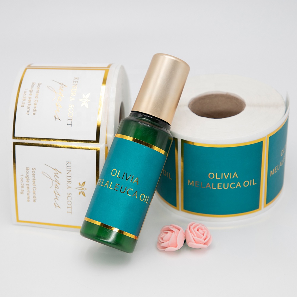 OEM частный водонепроницаемый прозрачный декоративный ярлык на заказ Печать рулон виниловая Золотая фольга прямоугольная наклейка этикетки