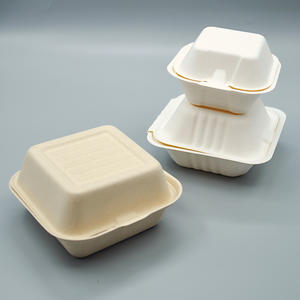 Tek kullanımlık şeker kamışı Burger kapaklı kutu çevre dostu biyobozunur tasfiye konteyner Fast <span class=keywords><strong>Food</strong></span> ambalaj - Product Image 4