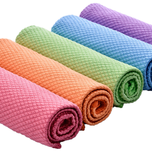 Chiffon de nettoyage en microfibre 30x40cm 100% polyester chiffons d'écailles de poisson Design verre polissage <span class=keywords><strong>serviette</strong></span> de cuisine - Product Image 1