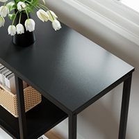 Table console de rangement industrielle noire à 3 niveaux pour entrée ou salon Table de canapé étroite moderne