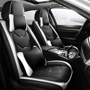 Vente flash : Housse de siège de voiture en cuir PU 5 places, ensemble complet, noir, broderie fine, ligne rouge, coussin de siège de voiture, protection pour Ford Focus - Product Image 4