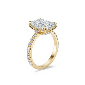 Anillo de Compromiso y Matrimonio de Oro Sólido de 14K/18K con Diamante Cultivado en Laboratorio de Corte Esmeralda de 4.3CT, Certificado IGI, OEM, ODM - Product Image 4