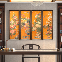 Vierteilige Messing-Wanddekoration Handgefertigt im Neuen Chinesischen Stil Metall-Dekor für Wohnzimmer Sofa-Hintergrund