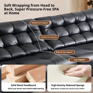 2026 New Italian Minimalist Leather Sofa Big Black Bull Sofa Retro Black King Sofa for Large Living Room - Product Image 2