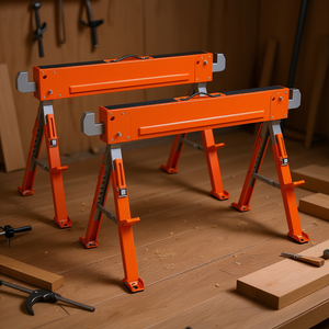 Paquete de 2 caballetes de trabajo de alta resistencia con capacidad para 1800 lb, altura ajustable, para carpintería y estudios ocupados - Product Image 2