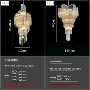 Grand lustre en cristal de campagne française Gouttes de pluie Design duplex pour cage d'escalier et salon Décoration de plafond Style villa - Product Image 3