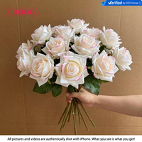 Nouvelles fleurs artificielles Dalian Chermy pour décoration de mariage, roses au toucher réel, roses en latex blanc de haute qualité, taille moyenne