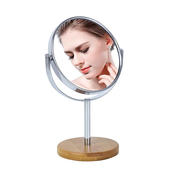 Miroir grossissant 1/20X grossissement, grand miroir de courtoisie pivotant recto-verso pour dessus de table, style finition chromée 3-8 pouces