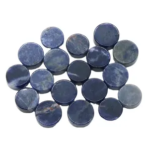 DIY Natural Sodalite Round Shape Button Flat Disc Shape Gemstones For DIY Jewelry Making Available In Each Size And Shape