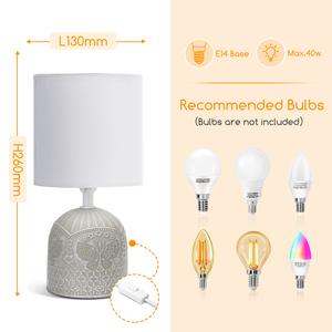 Aigostar E14 lampada da tavolo Design europeo classico paralume in tessuto bianco con incisione a farfalla ABS corpo per uffici e studi - Product Image 3