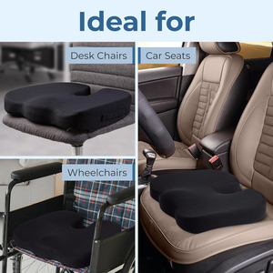 Bamboo Memory Foam Seat <strong>Cushion</strong> for <strong>Desk</strong> and Office <strong>Chairs</strong> Sciatica Coccyx Tailbone Pain Relief for Wheelchairs - Product Image 4