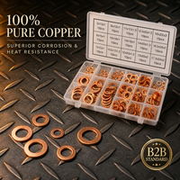 280pcs Brass Sealing Gasket Washer Kit Assortment-Plain Finish 8mm ID M6 Screw Size for Heavy Industry Automotive Use (XZW