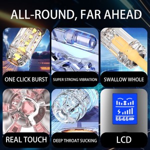 투명 흡입형 자위컵 LCD 디스플레이 전자동 음성 작동 남성용 자위기구 영문 버전 - Product Image 4