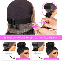 Perruque Invisible 360 Full HD Lace Glueless Kinky Straight en Cheveux Humains, Perruque Lace Front avec Cordon de Serrage, Perruque Frontale 360 de 30 Pouces