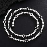 Collier Chaîne Tennis en Zircon Acier Inoxydable Entièrement Pavé Bling Hip Hop Rapper Bijoux pour Hommes Femmes Ne Se Décolore Pas Cadeau