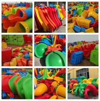 Toboggan en plastique et acier LLDPE pour enfants, idéal pour les aires de jeux extérieures de maternelles, parcs d'attractions et parcs de trampolines, capacité 5-10 enfants