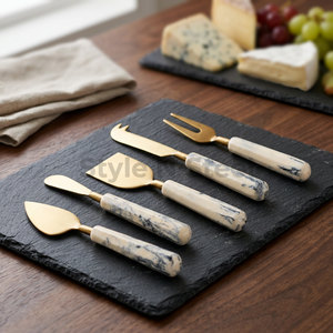<b>Marble</b> Handle Cheese Knife Set Stainless Steel Cheese <b>Cutter</b> Fork Spreader Serving Tools for Kitchen Party - Product Image 1
