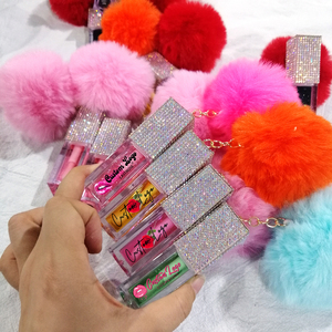 Thấp moq Vegan hương liệu dầu nhãn hiệu riêng kim cương màu thay đổi Lip Plumper dễ thương Son bóng hương vị dưỡng ẩm môi dầu Keychain - Product Image 1