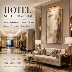 High End Soft Decoration Custom Hand Painted Oil Painting Mirror <b>Lighting</b> Decor Supplier for Luxury Hotel Interior Design - Product Image 1