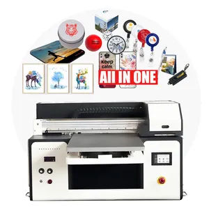 Freecolor A2 Size UV DTF Flatbed Printer with Varnish Color for AB film/Glass/Sticker/Metal/Acrylic/Pen/Bottle Printing