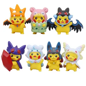 7 pz/set di Action Figures Pikachu Charizard Slowbro Lucario modello di figura a mano per Anime Cosplay