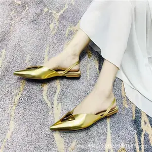 Trendy Flats Anti-slip Wholesale Casual Comfortable Sandals Summer Beach Ladies Golden Slippers