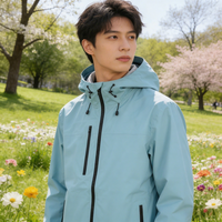 Veste imperméable coupe-vent pour homme, automne, adulte, extérieur, hardshell, polyester, deux couches, color-block, coupe ample, à capuche, fermeture éclair