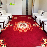 Tapis Axminster en laine/nylon rouge rose, fabriqué à la machine, antidérapant, design moderne, tapis de luxe pour hôtel, casino et salon de villa