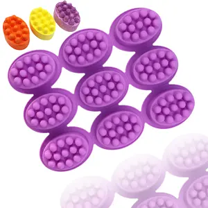 BPA free 9 cavity oval silicone mold for homemade soap making massage bar soap silicone mold diy handmade soap mold