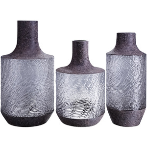 Nórdico de lujo moderno creativo pintura de piedra decoración del hogar florero de cristal de flor transparente soplado a mano - Product Image 5
