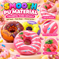 Jouet Squishy en PU en forme de donut, couleurs assorties, à remontée lente, doux, en forme de nourriture, anti-stress, pour la vente en gros et l'exposition
