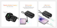 NOUVEAU Style Mini Power Bank 10000mAh 22.5W PD Charge Rapide Câble Type C Intégré Chargeur de Montre Sans Fil Écran LED Portable OEM