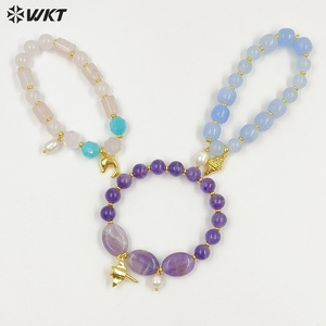 WT-B712 Bellissimi Bracciali in Oro <span class=keywords><strong>con</strong></span> Perle Naturali e Ciondoli a Forma di Stella e Conchiglia, Accessori di Gioielleria alla Moda - Product Image 4