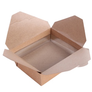 LONCHENG Custom Logo Printing Food Take Away Brown Kraft Paper Lunch Box