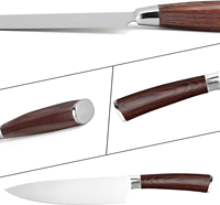 Couteau de chef japonais de 8 pouces avec logo laser personnalisé, sans MOQ, manche en bois rouge, boîte cadeau, couteau de cuisine professionnel en acier inoxydable 4Cr13mov