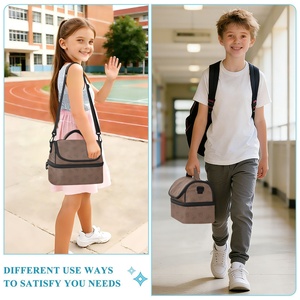 Customized BrownCharacter Checked Print Portable Thermal Lunch Reusable Insulated Tote Cooler Bag for School Snark Travel Office - Product Image 6