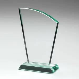 Green Jade Clear Glass Award Trophies Supplier Tapered Plaque