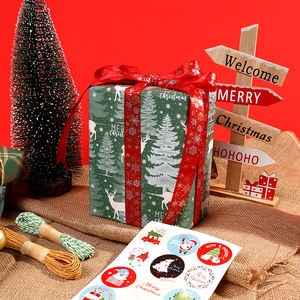 Alta calidad al por mayor 80g 43*300cm papel de embalaje verde de Navidad papel de regalo - Product Image 5