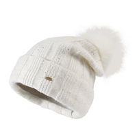 Bonnet tricoté chaud d'hiver pour femme, texture torsadée, avec pompon, broderie personnalisée, bonnet de luxe de créateur avec logo sur mesure