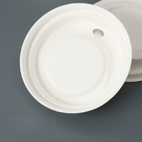 Couvercle de tasse à café biodégradable à usage unique en bagasse de canne à sucre Biosettings 80 mm, écologique, jetable, blanc/naturel pour le camping