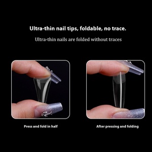 Caja blanca de plástico para explosiones, cubierta completa francesa, exfoliante ultrafino sin costuras, gota de agua larga, almendra, <span class=keywords><strong>uñas</strong></span> postizas no talladas - Product Image 4
