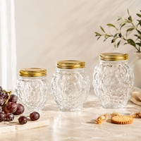 Pot en verre vide personnalisé avec logo, 3 tailles, couvercle doré, texture nid d'abeille, emballage en aluminium écologique pour bougies