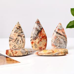 Ornement en Agate Crazy Lace en forme de goutte d'eau, cristal naturel poli, décoration pour la maison, guérison Reiki et vente en gros - Product Image 6