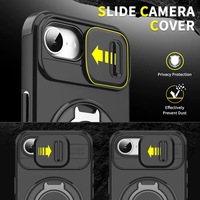 Étui de protection robuste antichoc avec support rotatif à 360° et conception blindée, coque magnétique coulissante pour appareil photo, compatible iPhone 18 Pro Max, 18 Pro, 17