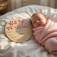 Panneau d'annonce de naissance « Hello World » pour nouveau-né, lettres 3D, nœuds et étoiles, accessoire photo pour bébé