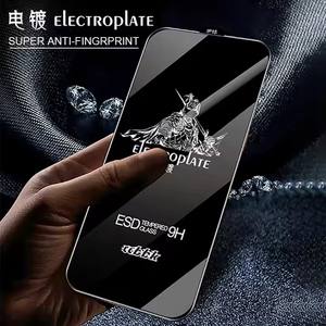 Protector de pantalla de vidrio templado electrochapado de aluminio alto ESD antiestático 9H HD transparente para iPhone 15 16 17 Air Plus Pro Max - Product Image 4