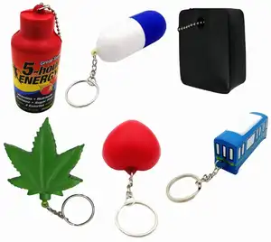 Logo personnalisé PU Pilule Bus Anti-Stress Porte-clés Anti-Stress Bloc Bouteille Porte-clés Feuille Coeur d'Amour Balle Anti-Stress Porte-clés